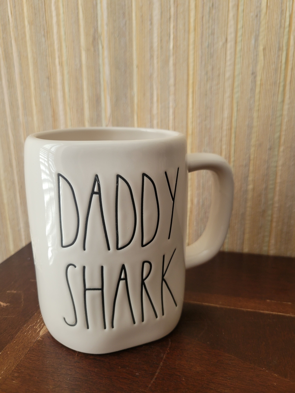 Rae Dunn White 'DADDY SHARK' Ceramic Coffee Mug